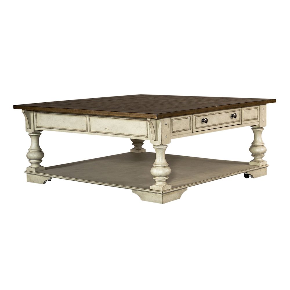 3 PcLiving Room Set - Wood Cocktail Table, 2 End Tables - Antique White Tobacco