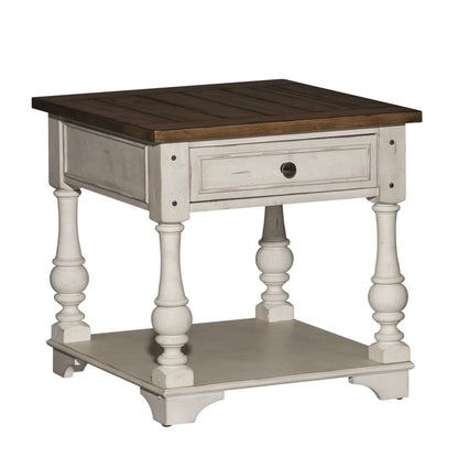 3 PcLiving Room Set - Wood Cocktail Table, 2 End Tables - Antique White Tobacco