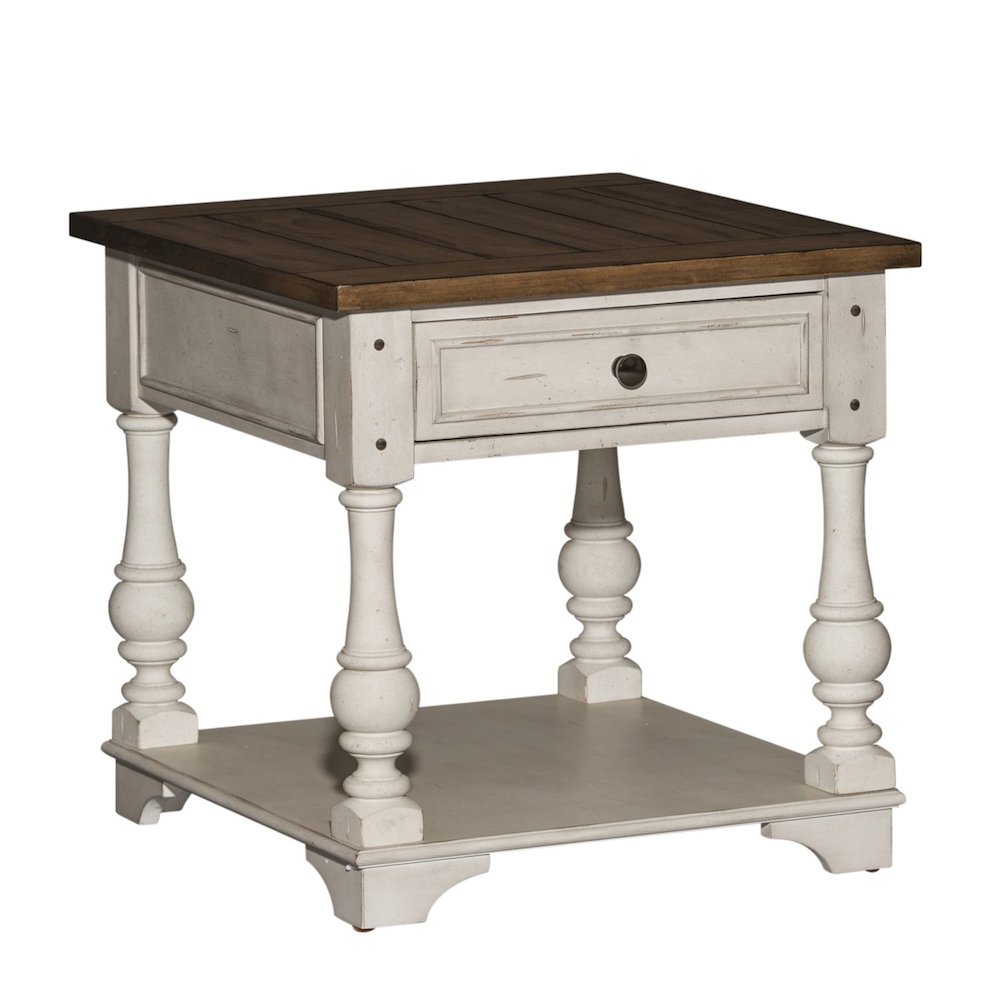 3 PcLiving Room Set - Wood Cocktail Table, 2 End Tables - Antique White Tobacco