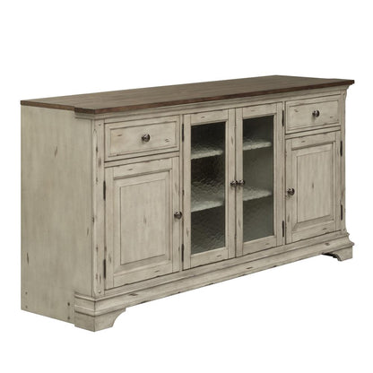 Entertainment TV Stand Antique White w/ Wirebrushed Tobacco Accents