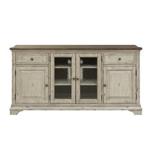 Entertainment TV Stand Antique White w/ Wirebrushed Tobacco Accents