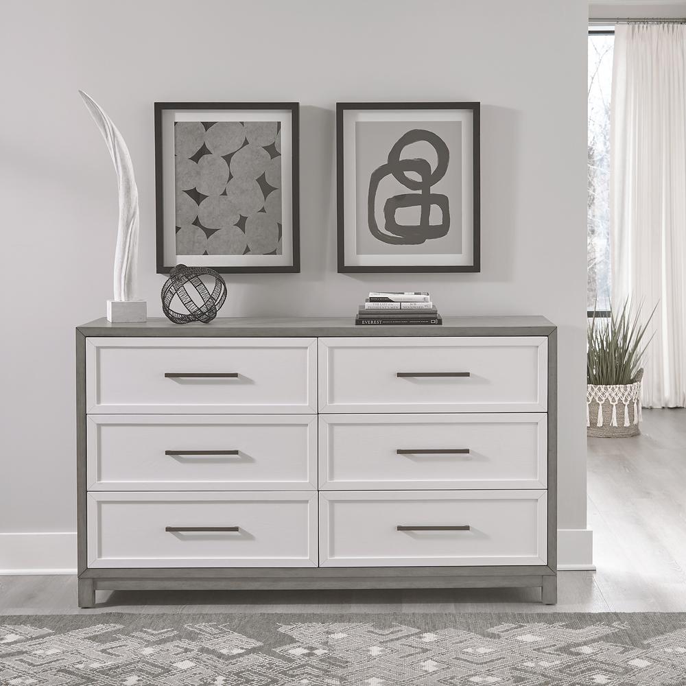 Palmetto Heights 6 Drawer Dresser in Shell White and Driftwood Finish