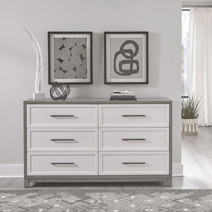 Palmetto Heights 6 Drawer Dresser in Shell White and Driftwood Finish