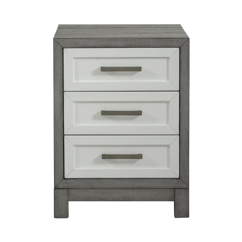 3 Drawer Chairside Table Contemporary White in Two-Tone Shell White