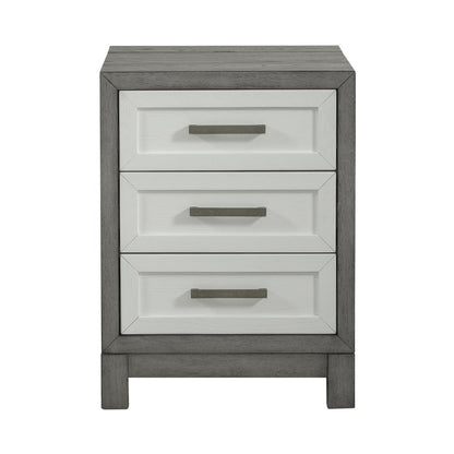 3 Drawer Chairside Table Contemporary White in Two-Tone Shell White