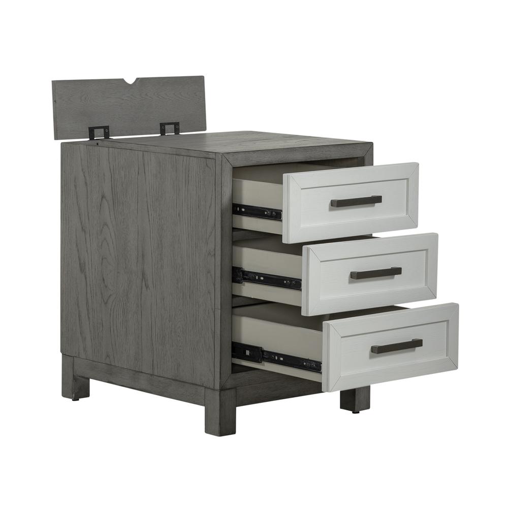 3 Drawer Chairside Table Contemporary White in Two-Tone Shell White
