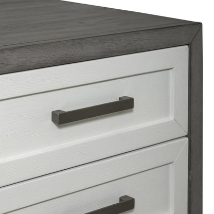 3 Drawer Chairside Table Contemporary White in Two-Tone Shell White