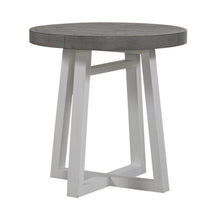 Round End Table Contemporary White in Two-Tone Shell White