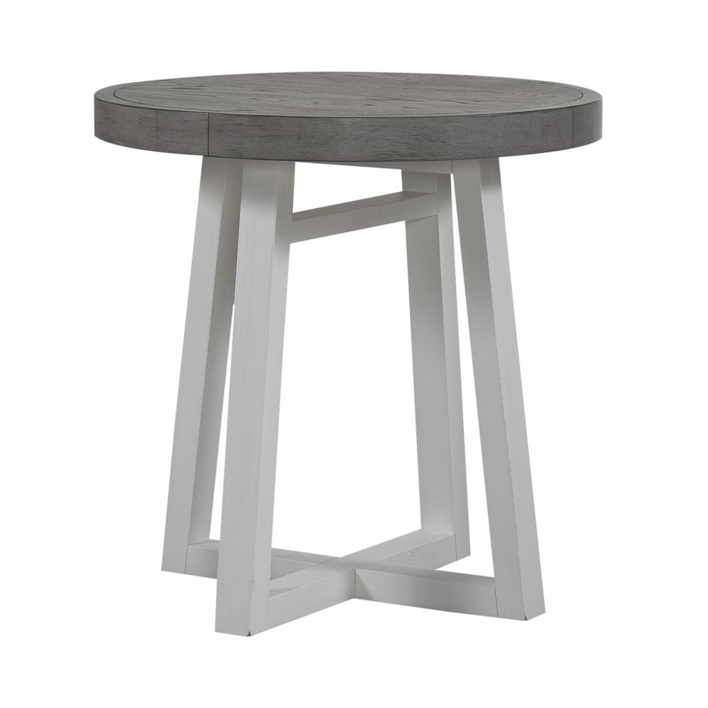 Round End Table Contemporary White in Two-Tone Shell White