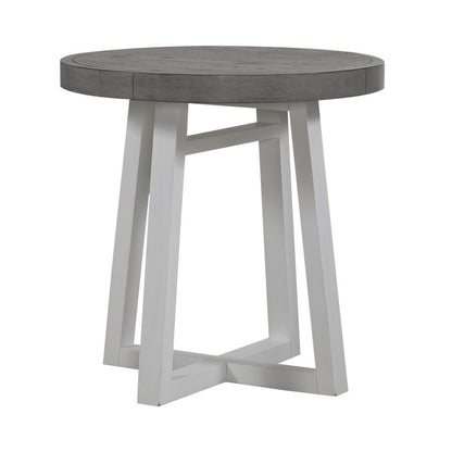 Round End Table Contemporary White in Two-Tone Shell White