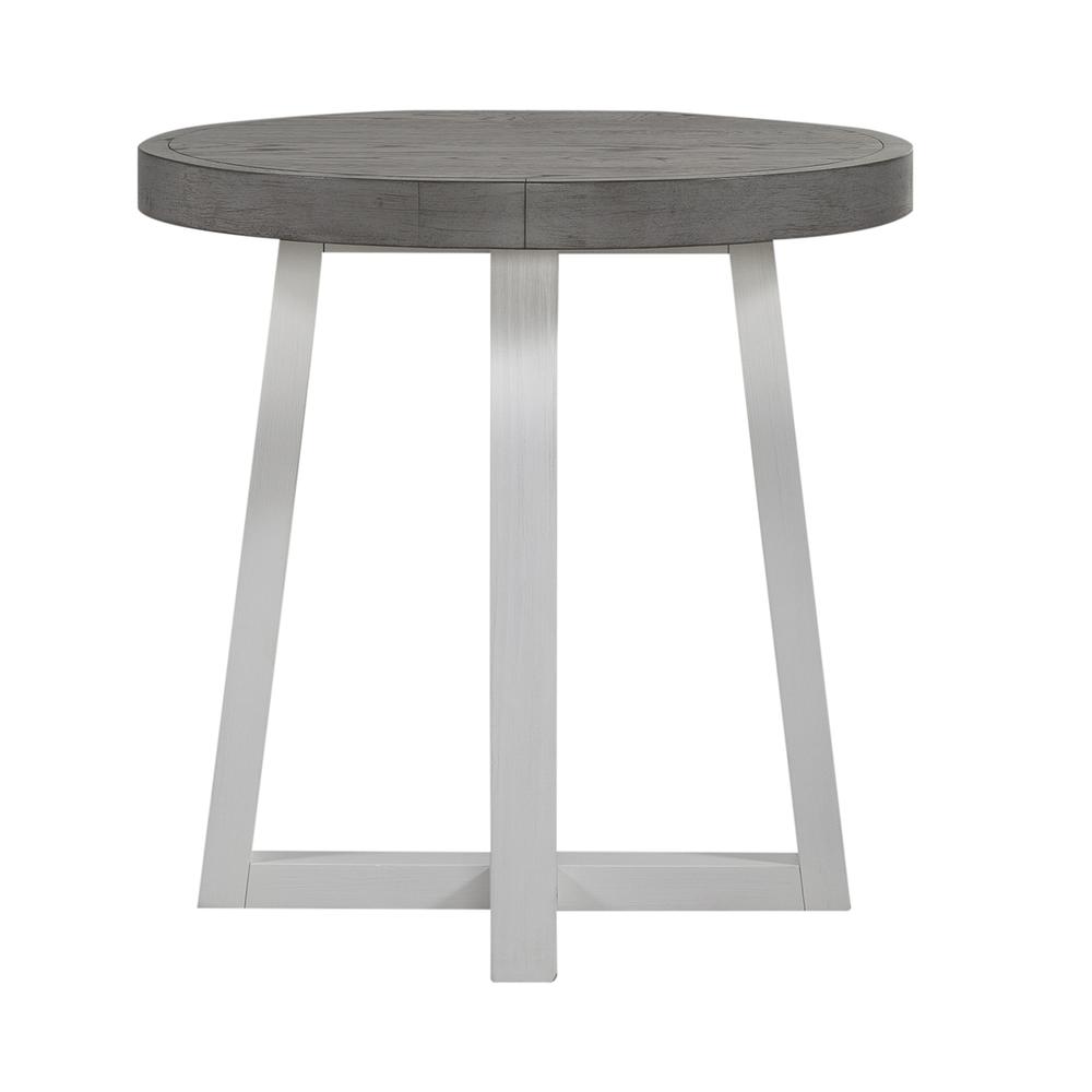 Round End Table Contemporary White in Two-Tone Shell White
