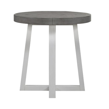 Round End Table Contemporary White in Two-Tone Shell White