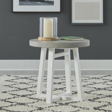 Round End Table Contemporary White in Two-Tone Shell White