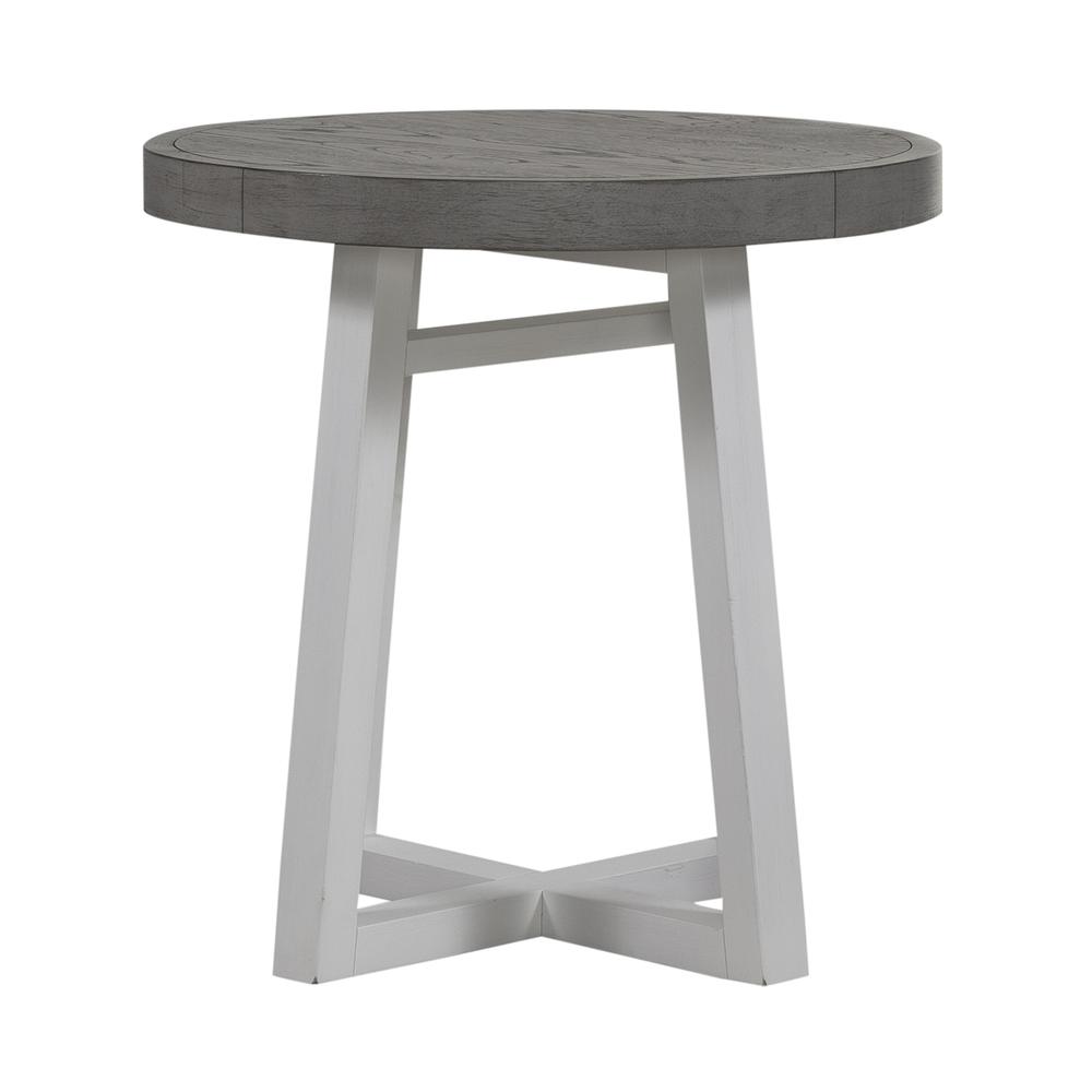 Round End Table Contemporary White in Two-Tone Shell White