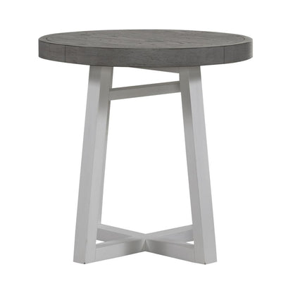 Round End Table Contemporary White in Two-Tone Shell White
