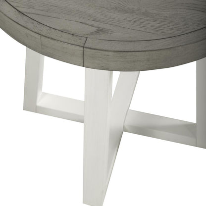 Round End Table Contemporary White in Two-Tone Shell White
