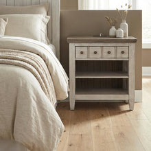 White Nightstand with Charging Station and Farmhouse Style