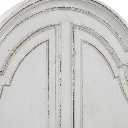 Antique White Panel Headboard, Weathered Bark Finish Solid Wood Construction