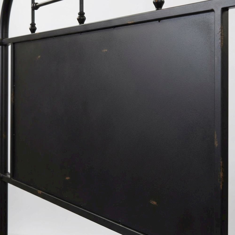Distressed Metal Full Metal Headboard with Vintage Design and Metal Frame