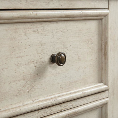 White Farmhouse Nightstand with Charging Station and Storage Space