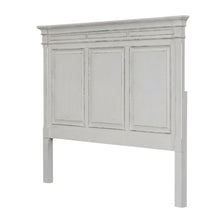 King Panel Headboard Antique White Weathered Brown Solid Wood Traditional Design
