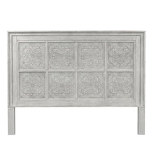 King Headboard Antique White with Tobacco Top Solid Wood Panel Design