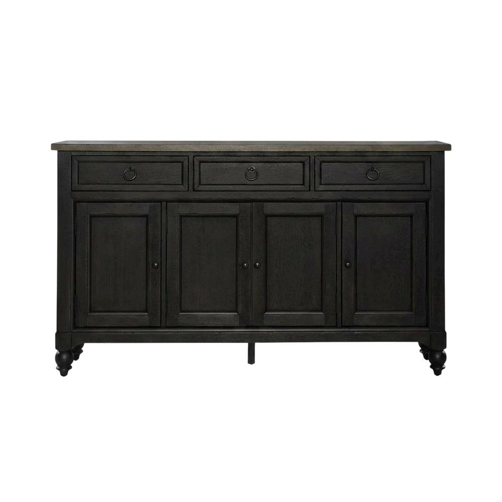 Farmhouse Hall Buffet Cabinet with Storage, Solid and Manufactured Wood, Brown