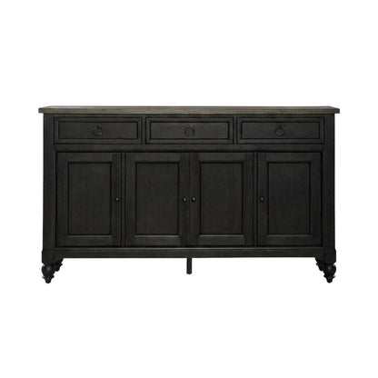 Farmhouse Hall Buffet Cabinet with Storage, Solid and Manufactured Wood, Brown