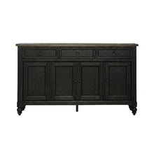 Farmhouse Hall Buffet Cabinet with Storage, Solid and Manufactured Wood, Brown