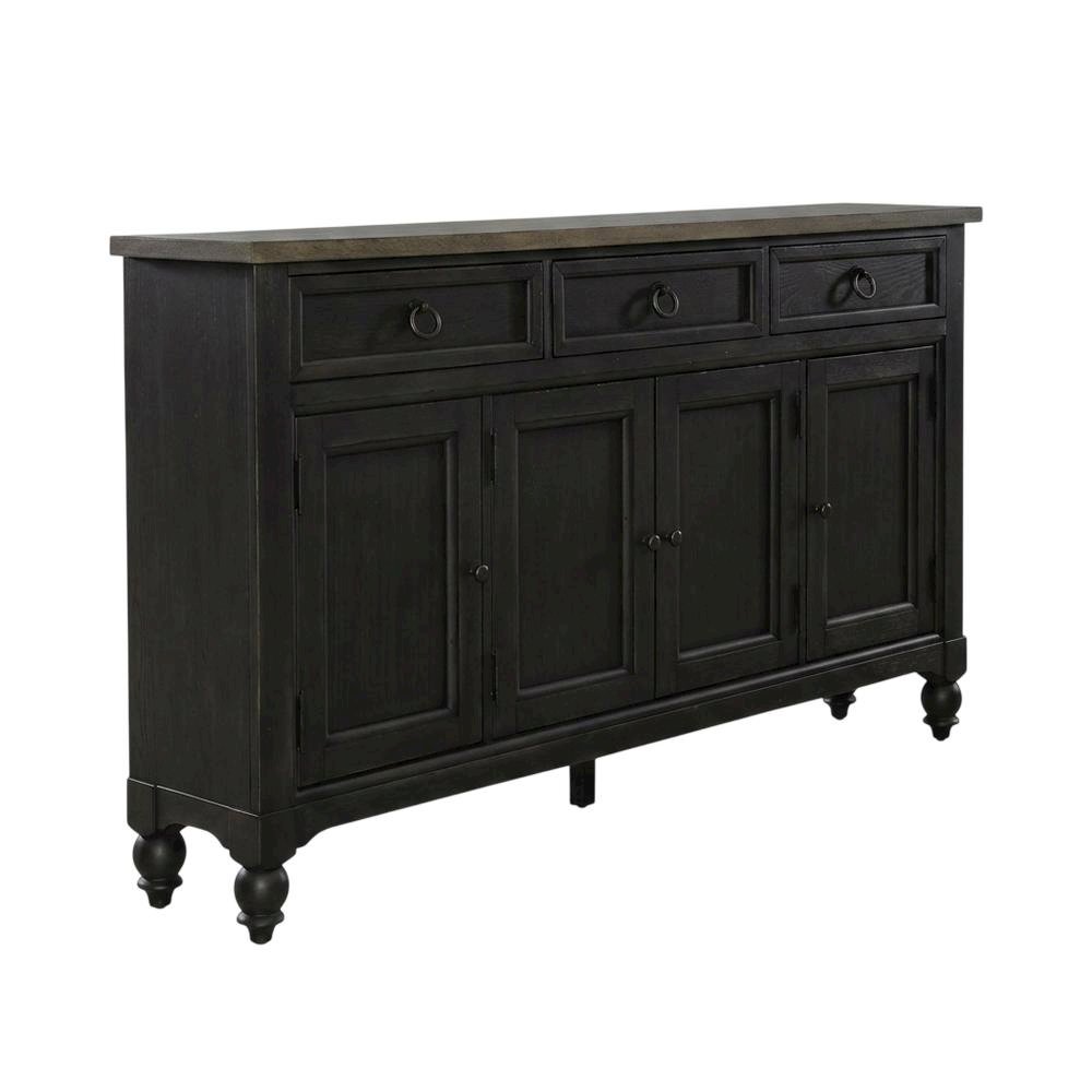 Farmhouse Hall Buffet Cabinet with Storage, Solid and Manufactured Wood, Brown