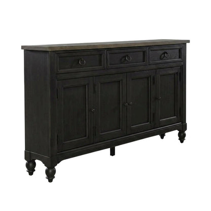 Farmhouse Hall Buffet Cabinet with Storage, Solid and Manufactured Wood, Brown