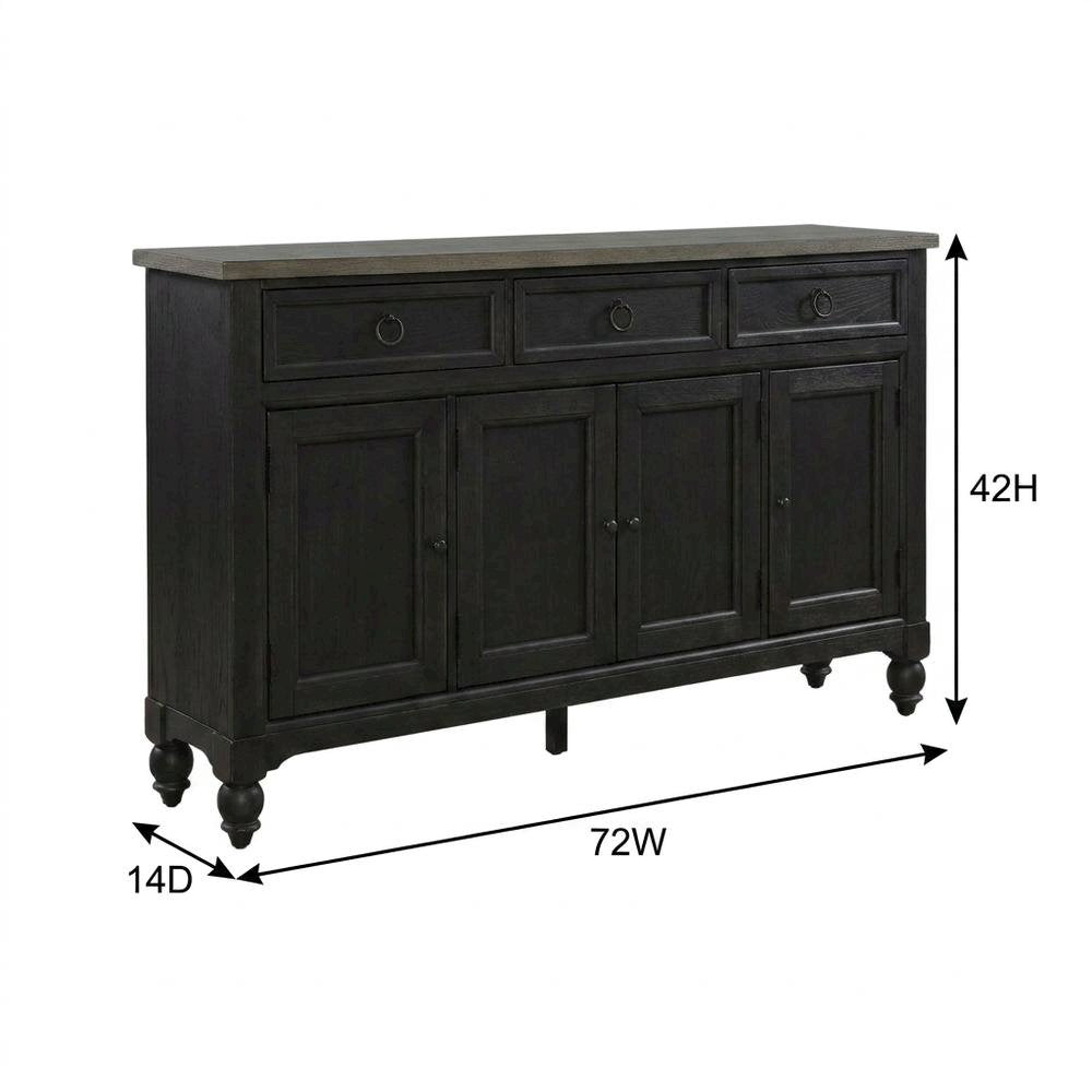 Farmhouse Hall Buffet Cabinet with Storage, Solid and Manufactured Wood, Brown