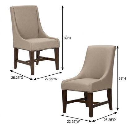 Upholstered Traditional Dining Chairs for Living Room, Brown, Set of 2