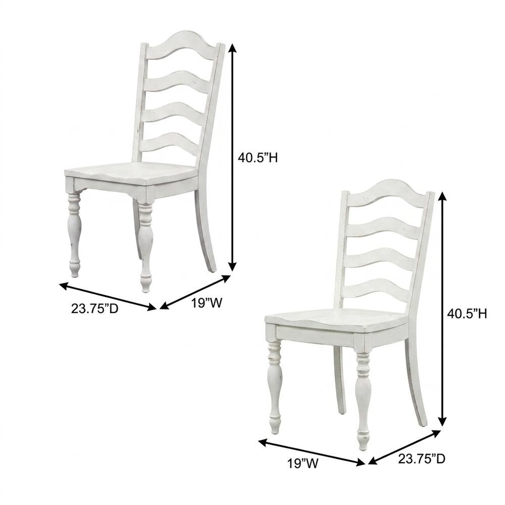 Solid Wood Ladder-Back Farmhouse Dining Chairs, White, Set of 2