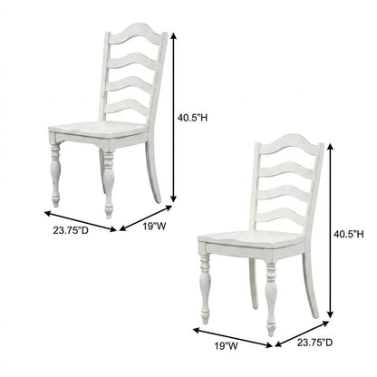 Solid Wood Ladder-Back Farmhouse Dining Chairs, White, Set of 2