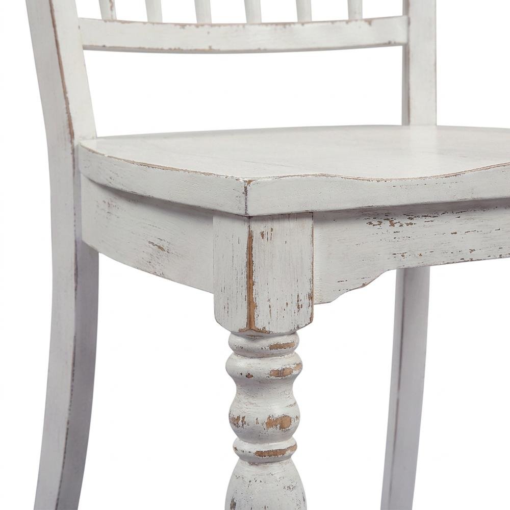 Solid Wood Spindle Back Farmhouse Dining Chairs for Kitchen, White, Set of 2