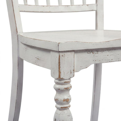 Solid Wood Spindle Back Farmhouse Dining Chairs for Kitchen, White, Set of 2