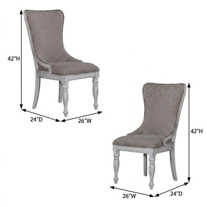 Upholstered Wingback Dining Chairs with European Style, Set of 2