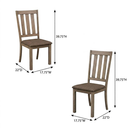 Rubberwood Slat-Back Wooden Dining Chairs, Brown, Set of 2