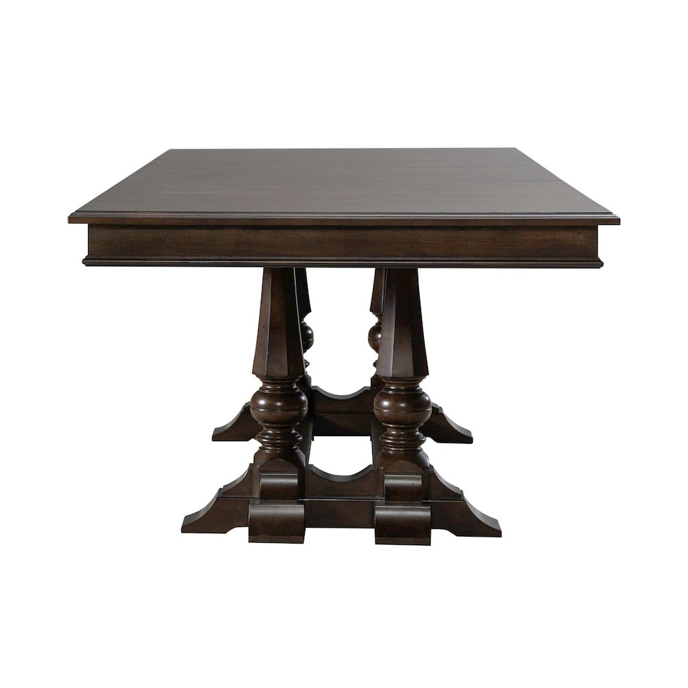 Arden Road Opt 7 Piece Trestle Table Set - 6 Upholstered Chairs - Satin Cherry