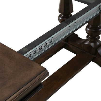 Arden Road Opt 7 Piece Trestle Table Set - 6 Upholstered Chairs - Satin Cherry