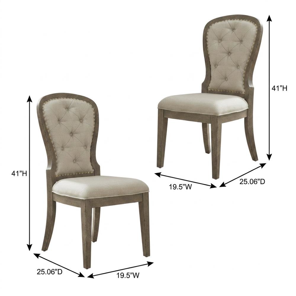 Upholstered Button-Tufted Back Dining Chairs, Set of 2