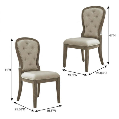 Upholstered Button-Tufted Back Dining Chairs, Set of 2