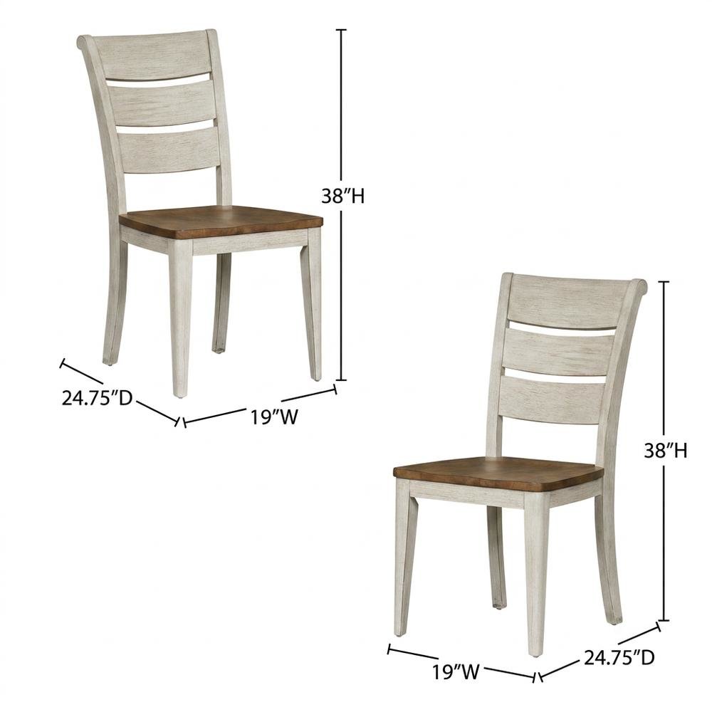 Solid Wood Ladder Back Farmhouse Dining Chairs, White, Set of 2
