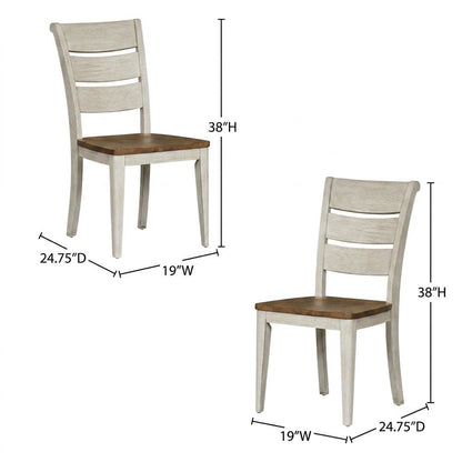 Solid Wood Ladder Back Farmhouse Dining Chairs, White, Set of 2