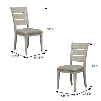 Linen-Upholstered Ladder Back Farmhouse Dining Chairs, White, Set of 2