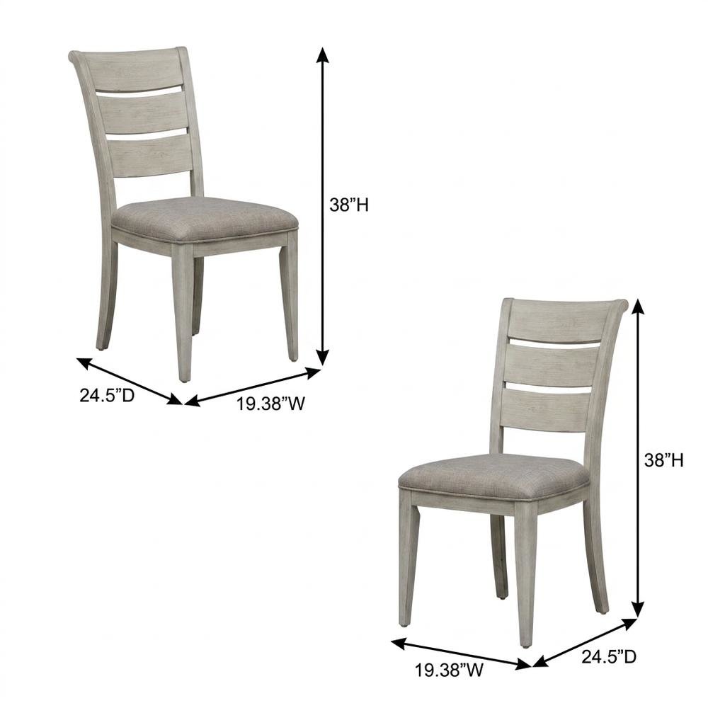 Linen-Upholstered Ladder Back Farmhouse Dining Chairs, White, Set of 2