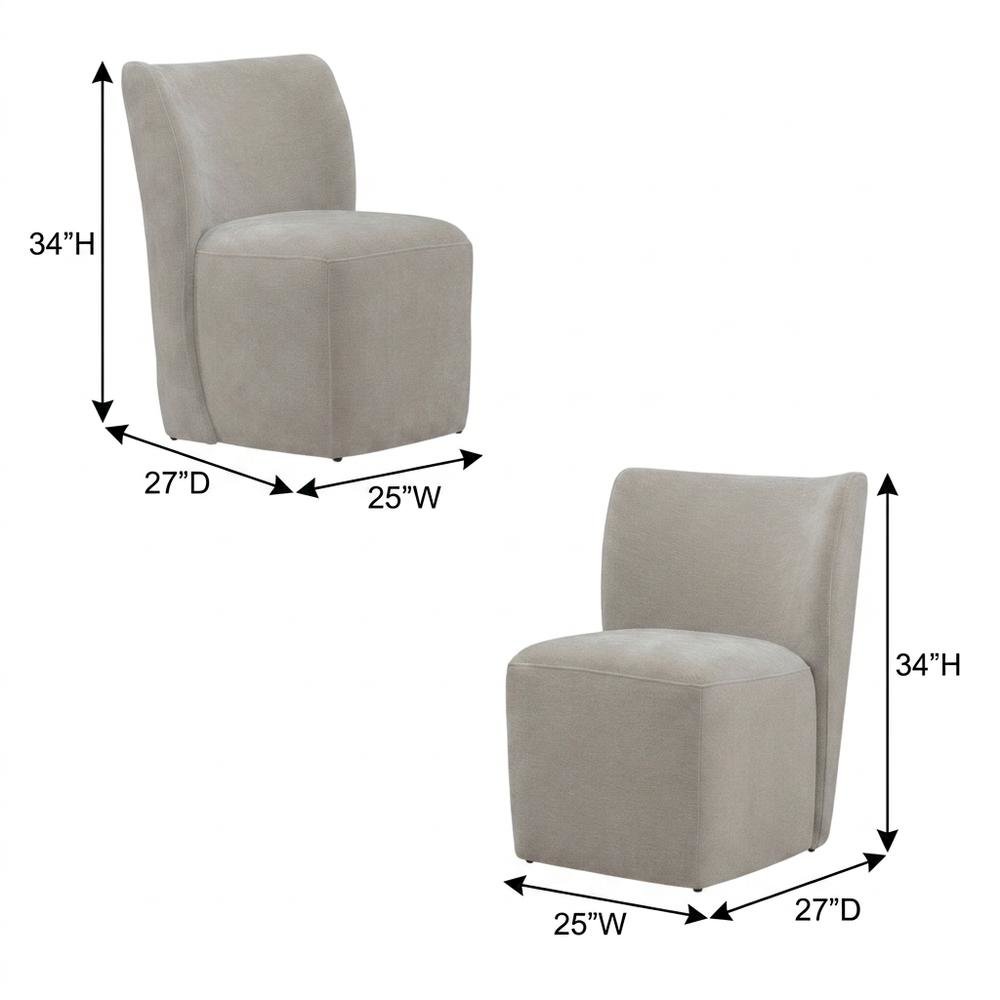 Solid Wood Upholstered Accent Dining Chair with Castors, Eclectic Style, Brown