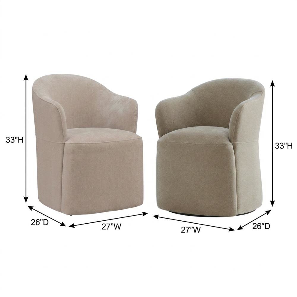 Solid Wood Upholstered Accent Dining Chair with Castors, Eclectic Style, Brown