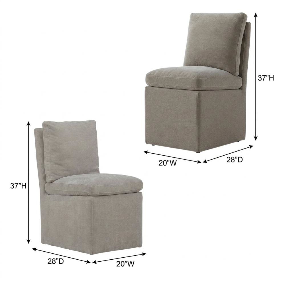 Solid Wood Upholstered Accent Dining Chair with Castors, Eclectic Style, Brown